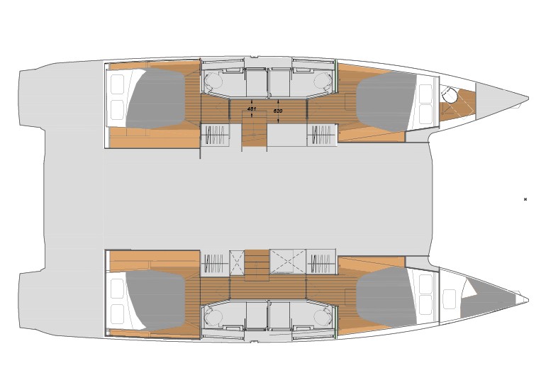 Fountaine Pajot New 45 - 4 + 1 cab. - Layout