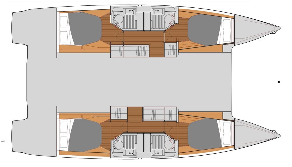 Fountaine Pajot New 45 - 4 + 2 cab. - Layout