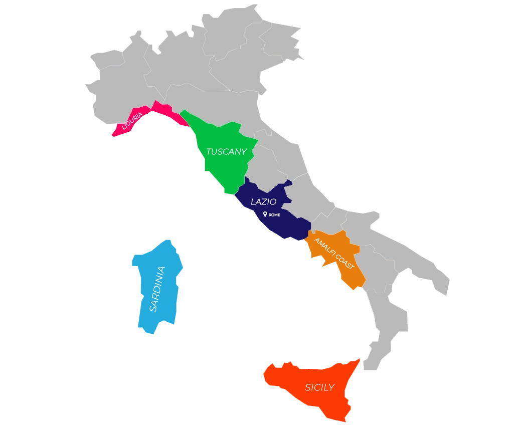 Map of Italy sailing regions