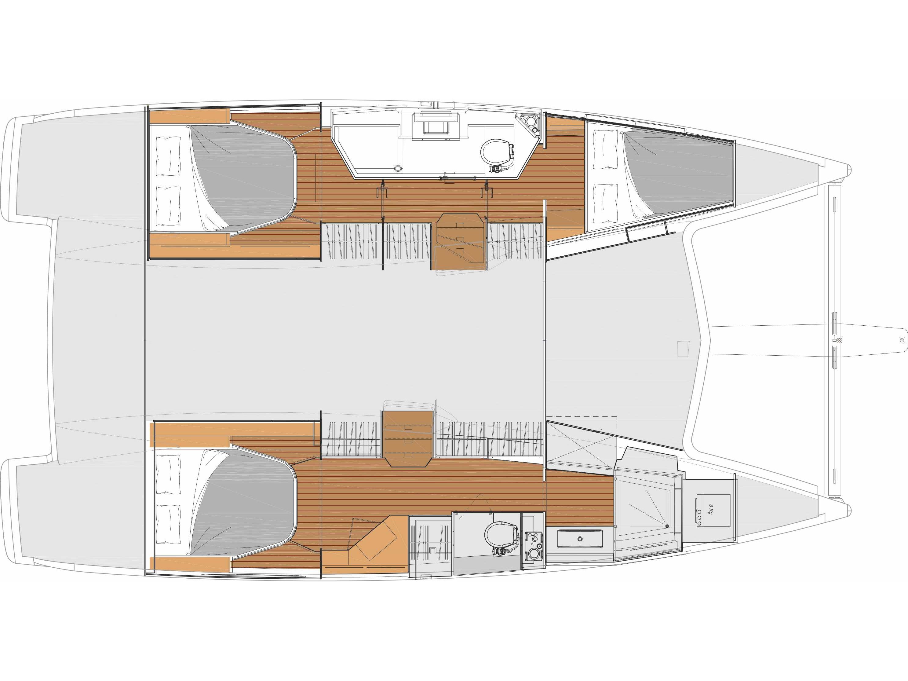 Fountaine Pajot Lucia 40 - 3 cab. - Layout