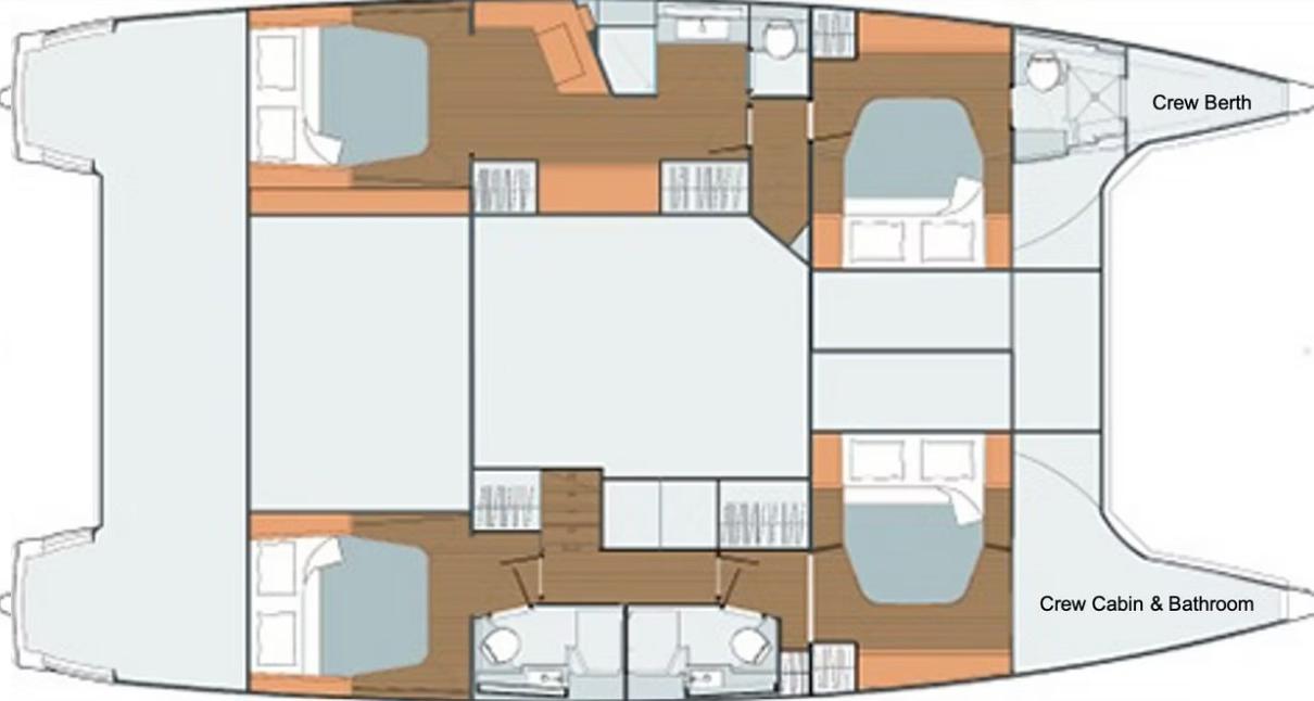 Fountaine Pajot Saba 50 - 4 + 2 cab. Isabella Планировка